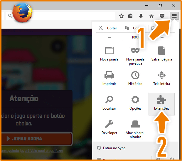 Ativar o Flash Player no Firefox Passo 1